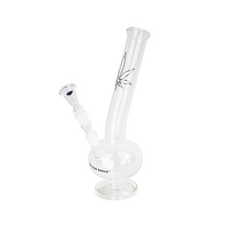 [GW21XL] Glass Bong With Leaf, Curved, 33cm, 18.8mm Ground Joint