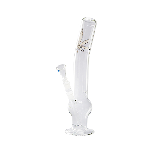 [GW11] Glass Bong, 38 cm High, Curved, 18.8 mm Plug-in System