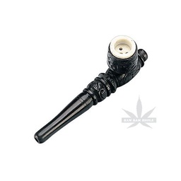 [WP16] Wooden Pipe - Dark - Screw Cap - Soapstone Downstem - 9 cm