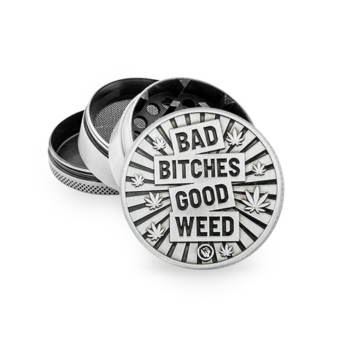 [WNC54BB] Metall Grinder, BAD BITCHES, 50mmØ, 4-teilig, Sieb
