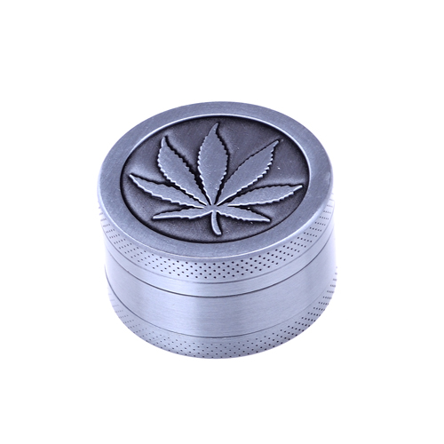 [WN43LEAF] Metal Grinder, 40 mm Diameter, 3-piece, Sieve + Leaf
