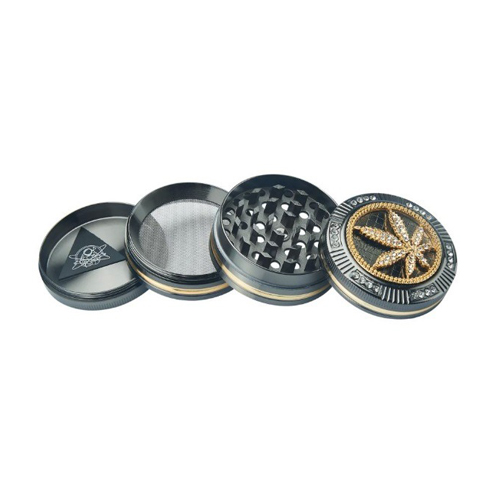[WN54BLING] Metall-Grinder, 50mmØ, 4-teilig, BlingBling Leaf