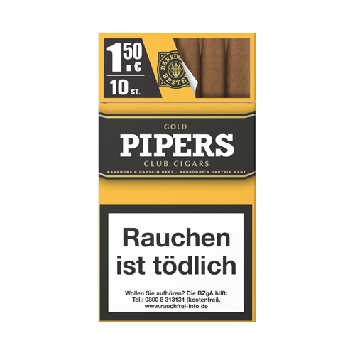 PIPERS Club Cigars GOLD, Pack Of 10