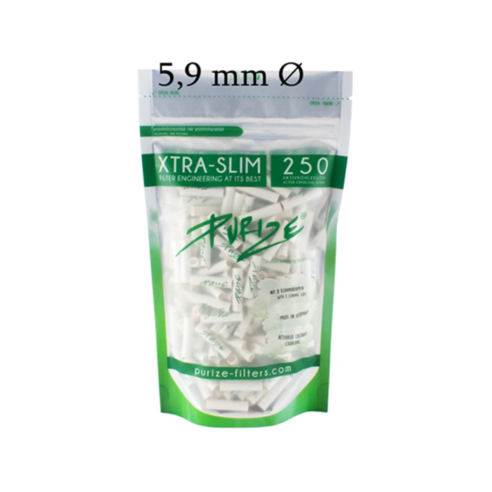 PURIZE Aktivkohlefilter, Xtra Slim, 5,9 mm Ø, VE 250