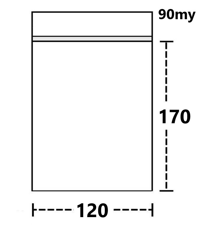 Poly Bags 12 X 17 Cm, THICK 90 Μ, 100 Bags