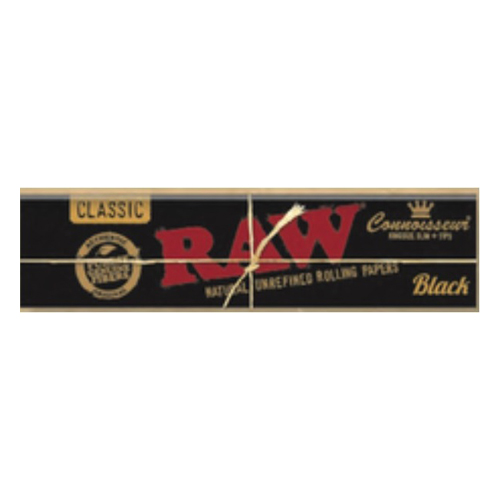 [ZI51BLTI] RAW Black KS Slim Papers With Tips, Pack Of 24