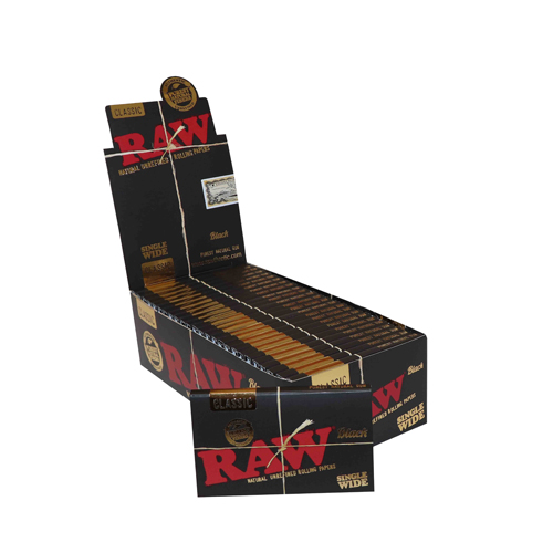 [ZI55B] RAW Schwarz Single Wide Papers, VE25, 100 LEAVES