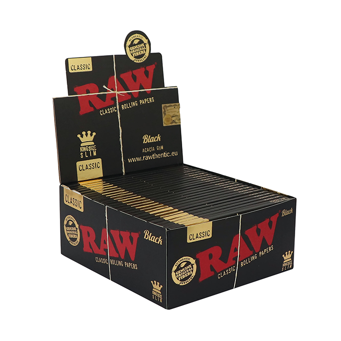 RAW King Size Paper, Slim, VE 50 X 32 Leaves, Black