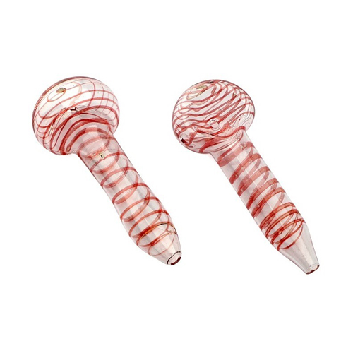 [SSC10046RE] Rote Glas Pop Corn Pfeife, 6,25cm lang