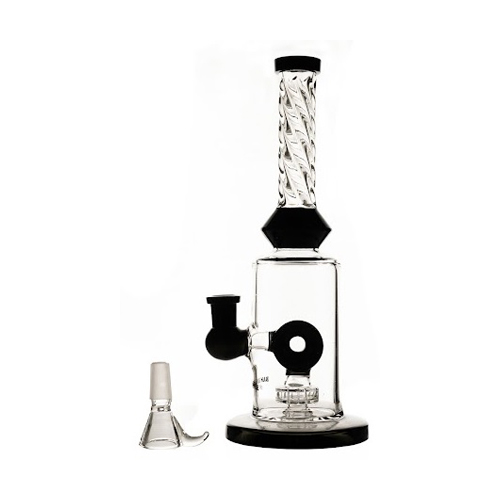 [SSC10153BK] Black Twisted Bong With Ring Percolator, 25 cm