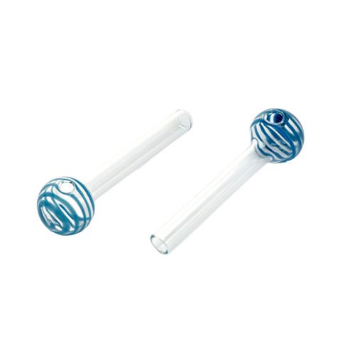 [SSC10128BL] Glass Oil Pipe Stripe Blue. 1 Piece, approx. 10cm