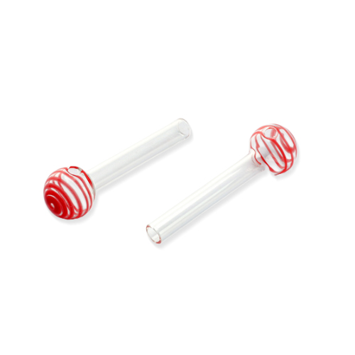 [SSC10128RE] Glass Oil Pipe Stripe Red. 1 Piece, approx. 10cm