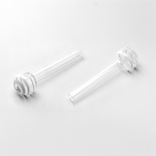 [SSC10128WT] Glass Oil Pipe Stripe White. 1 Piece, approx. 10cm