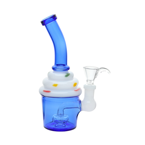 [SSC10219BL] Glass Bong, Ice Cream Water Pipe Blue, 15cm