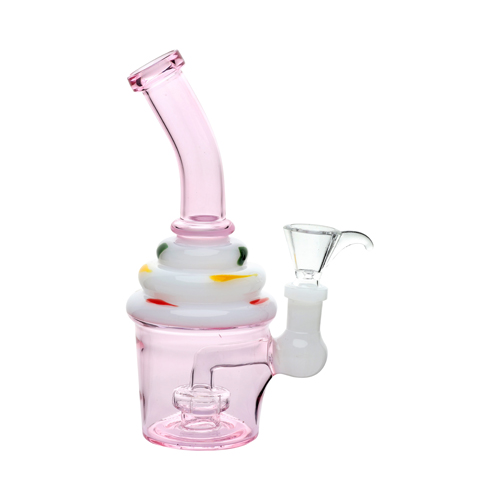 Glass Bong, Ice Cream Water Pipe Pink, 15 cm