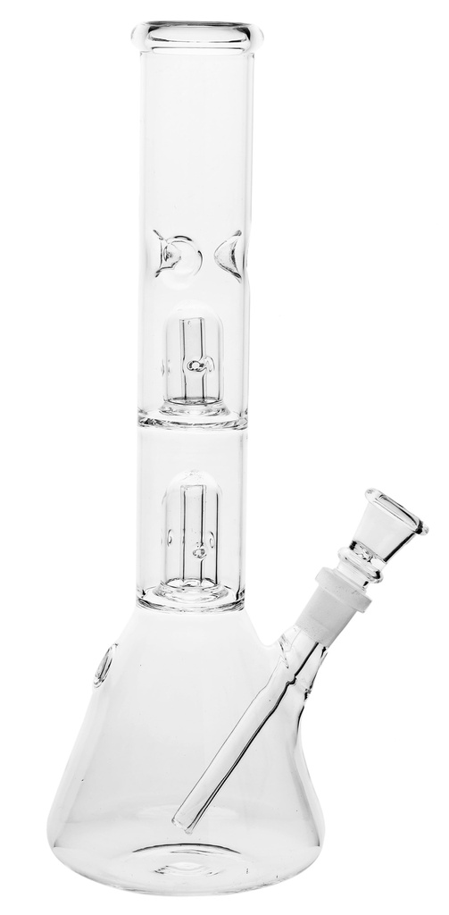 Glass Bong, Double Percolator, Clear, 30cm
