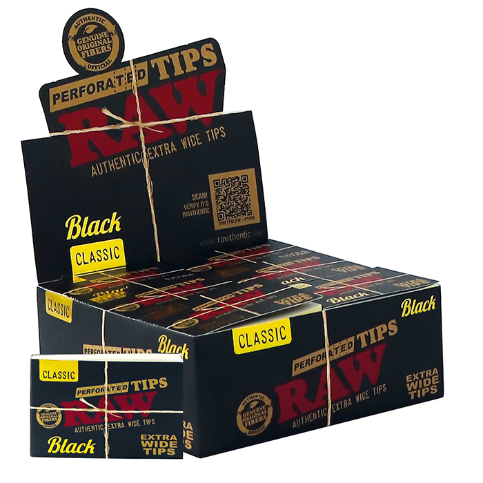 RAW Black Tips Xtra Wide, 4 X 6cm, Perforated