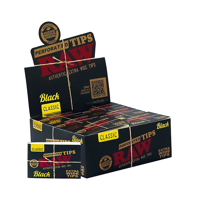 [TIP57] RAW Schwarz Tips Xtra Wide, 4 x 6cm, perforiert