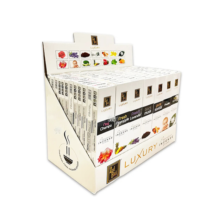 [ZBLXDISP] Incense, Zed Black LUXURY, display of 84