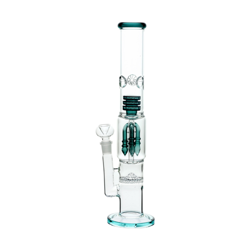 Blue-green Bong, Honeycomb + Shower + Percolator, 45 cm