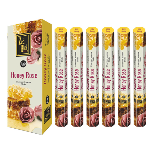 [ZBHX6-6] Incense, Zed Black, HONEY ROSE, 6 Packs Of 20 Sticks