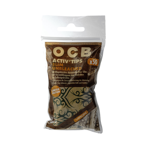 [ZU3SUNBL] OCB ACTIV'Tips Slim, 7mmØ, Unbleached, 1x50er, LE