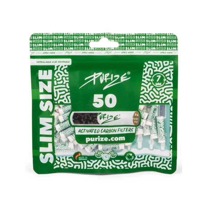 PURIZE Activated Charcoal Filters, Slim Size, 7 mm Ø, 50 Pcs
