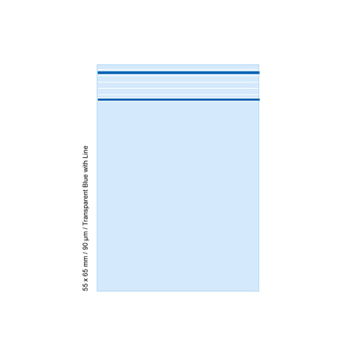 [TLD569BL] Poly Bag 5.5 X 6.5 Cm, 90 My, VE500, Transparent Blue
