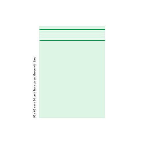 [TLD569GR] Poly Bag 5.5 X 6.5 Cm, 90 My, VE500, Transparent Green