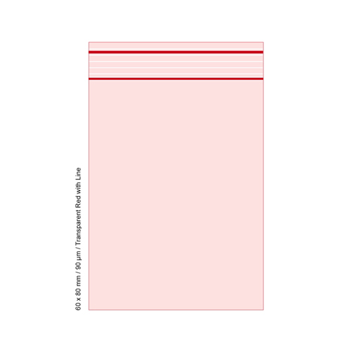 [TLD689RD] Polybeutel 6 x 8cm, 90my, VE500, Transparent Rot