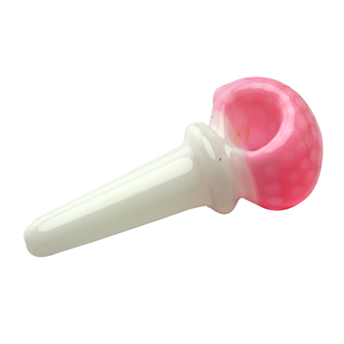 Glas Pfeife, pink/weiß, ca. 12cm