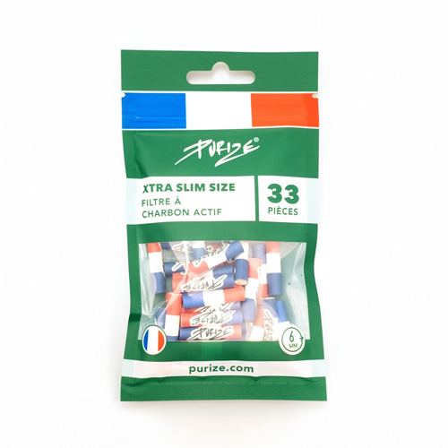 PURIZE Aktivkohlefilter, Xtra Slim, Frankreich, 5,9 mm Ø, VE 33