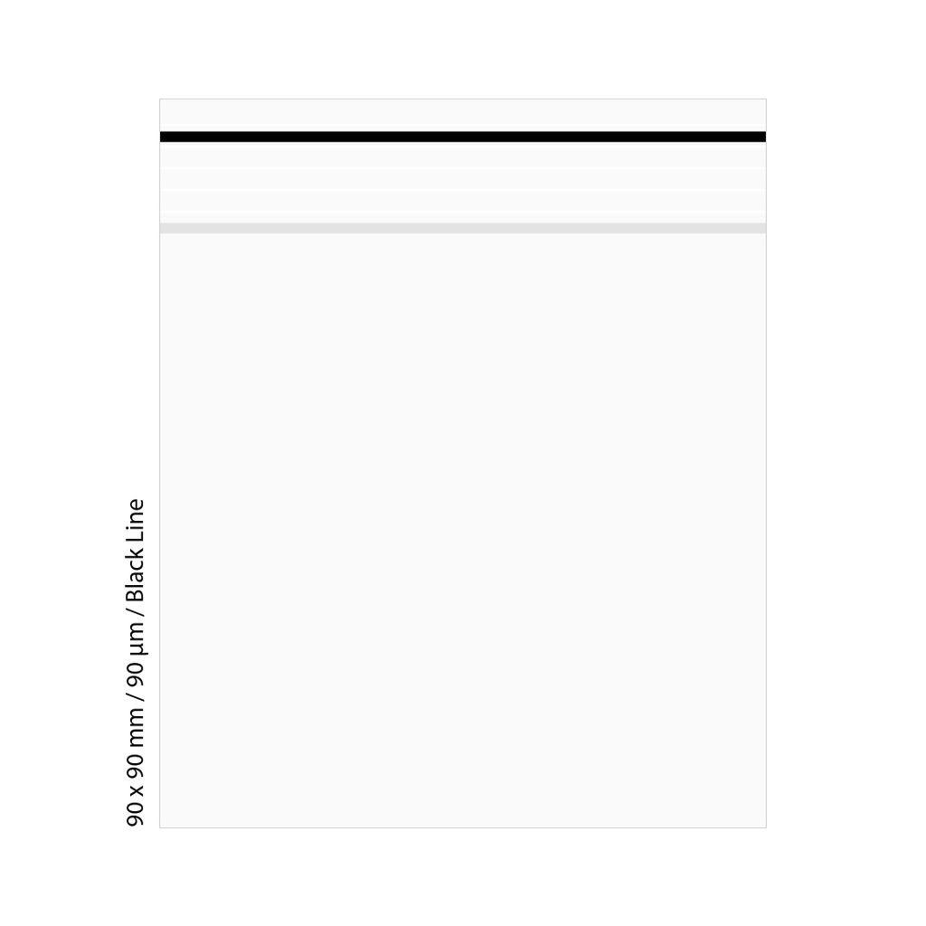 Polybeutel 9 × 9 cm, 90 µm, Packung à 500, schwarze Linie