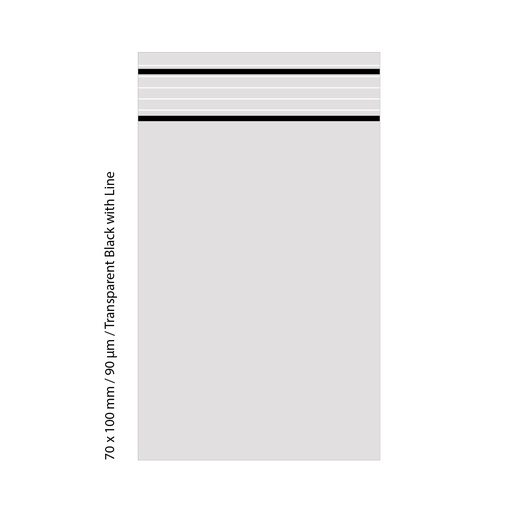 [TLD7109BK] Polybeutel, 7 × 10 cm, 90 Mikrometer Stärke, Packung mit 500 Stück, Transparent Schwarz.
