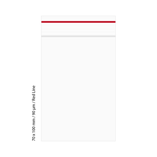 [LD7109RD] Polybeutel, 7 × 10 cm, 90 Mikrometer Stärke, Packung mit 500 Stück, Rot.