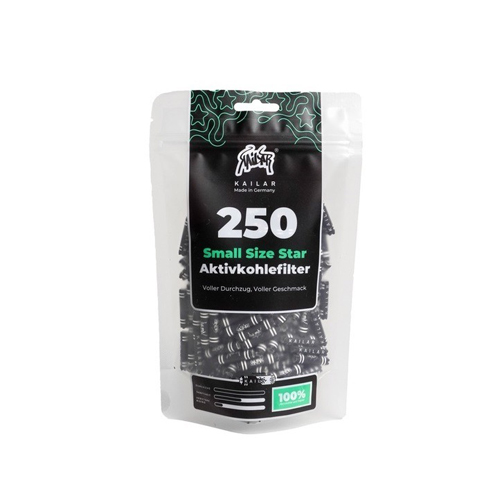 KAILAR Activated Charcoal Filters, Small Size Star Paper, 5.9 mm Ø, VE 250, Black