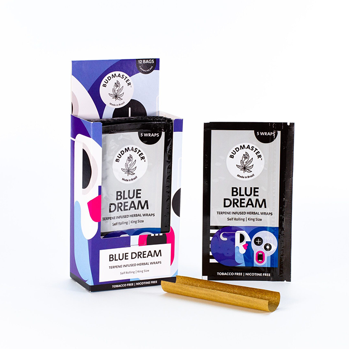 Budmaster Blunts King Size mit Terpenen, 5er pro Pack, Blue Dream, VE12