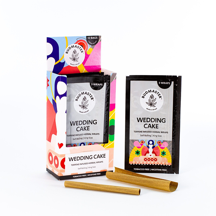 Budmaster Blunts King Size mit Terpenen, 5er pro Pack, Wedding Cake, VE12