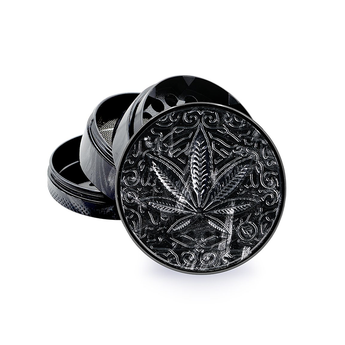 Metall-Grinder, Carbon Trance Leaf, 50 mm Ø, 4-teilig