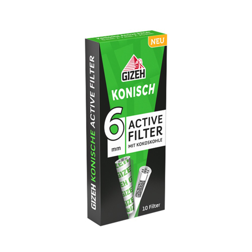 [ZU4KON] GIZEH Activated Charcoal Filters Conical, 6 mm Ø, VE 20, Each 10 Pcs