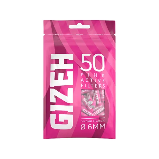 [ZU4PINK] GIZEH Activated Charcoal Filters Slim, 6 mm Ø, VE 50, Pink