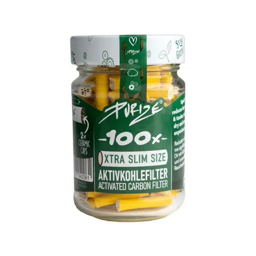 [ZU9SX100Y] PURIZE Activated Charcoal Filters, Glass Jar, 5.9 mm Ø, VE 100, Yellow