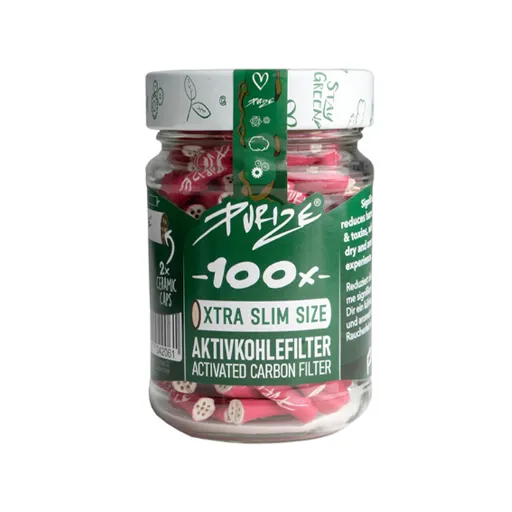 [ZU9SX100P] PURIZE Activated Charcoal Filters, Glass Jar, 5.9 mm Ø, VE 100, Pink