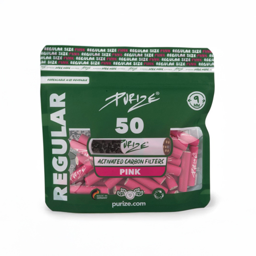 [ZU9BX50P] PURIZE Activated Charcoal Filters, Regular, 9 mm Ø, VE 50, Pink