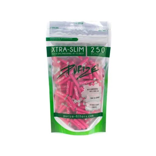 [ZU9SX250P] PURIZE Activated Charcoal Filters, Xtra Slim, 5.9 mm Ø, VE 250, Pink
