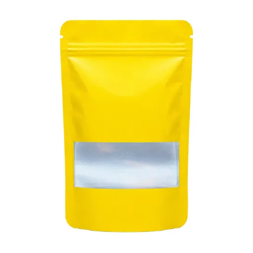 [MBW14085YL] Mylar-Beutel mit kleinem Fenster, 140 × 85 mm, VE 50, gelb